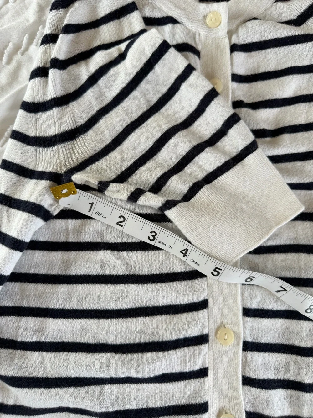 LOFT Striped Short Sleeve Cardigan Sweater Crewneck Button Front French Girl XXS